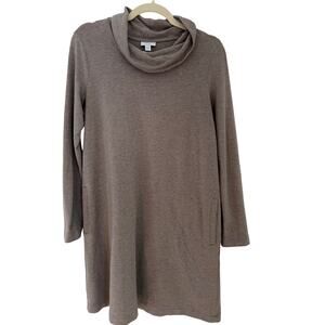 Pure Jill Pima cotton blend dress, cowl‎ neck, pockets. SM. A line.